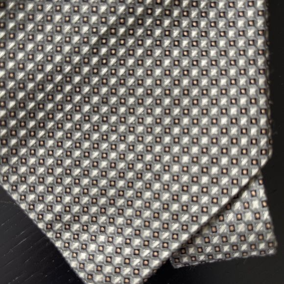 Valerio Garati Vintage Silk Mens Neck Tie - Black and Gold Geometric Pattern - Picture 4 of 5